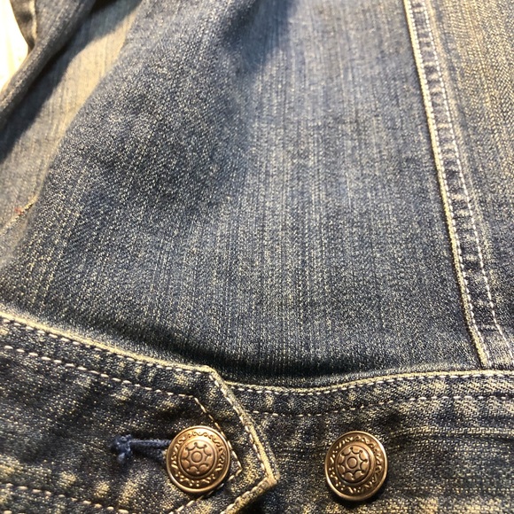 Vintage Rock 47 by Wrangler Denim Jacket Embellished back Animal print cuffs L - Picture 7 of 15